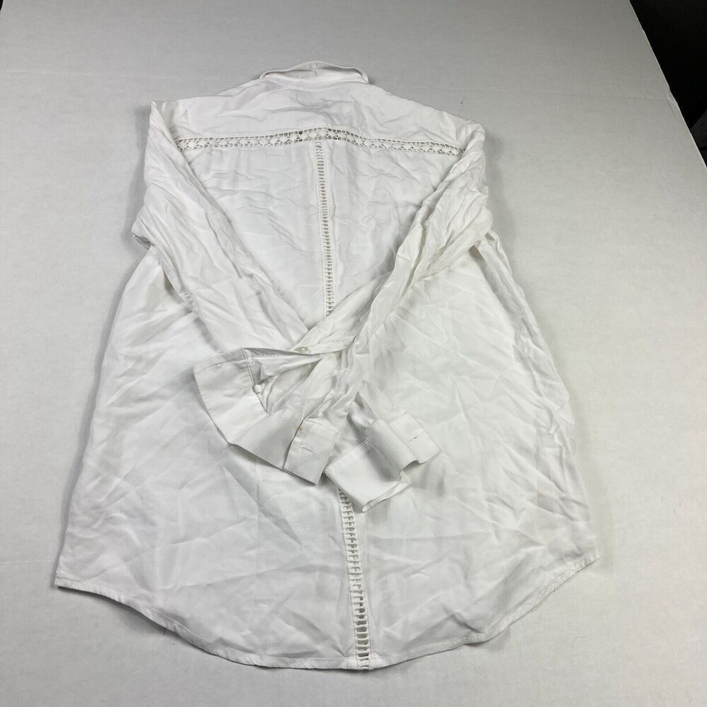 ATM Anthony Thomas Melillo Button Down Shirt White Long Sleeve Airy Top XS FLAW - Picture 9 of 11